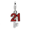thumbnail image 1 of Sterling Silver 3-d Enameled 21 and Key With Lobster Clasp Charm - 2.5 Grams - Measures 27x10mm, 1 of 2