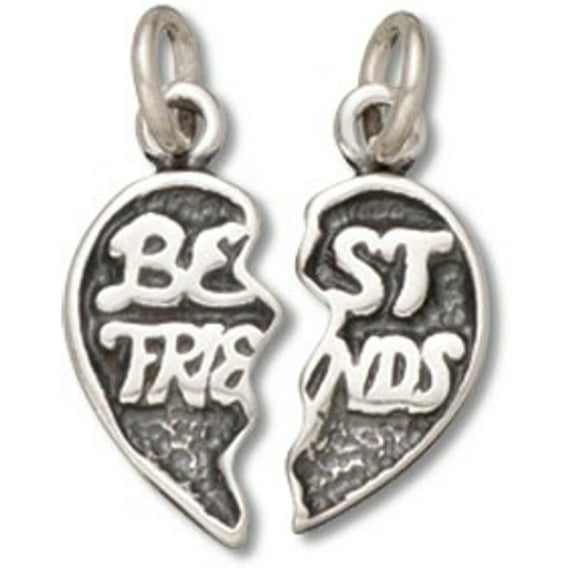 Sterling Silver 30" 1.2mm Box Chain 3D Best Friends Forever Pendant Necklace