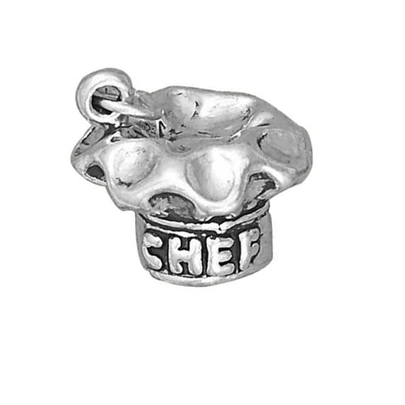 Sterling Silver 30" 1.2mm Box Chain 3D "CHEF" Hat Pendant Necklace