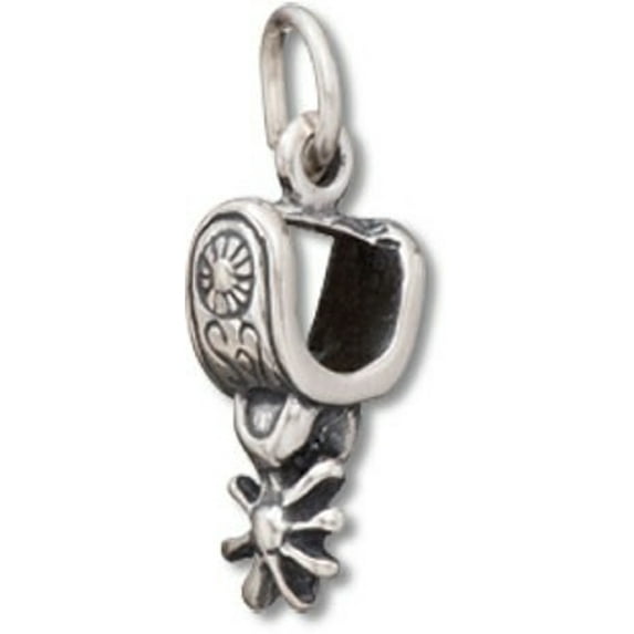 Sterling Silver 30" 1.2mm Box Chain 3D Cowboy Boot Spurs Pendant Necklace