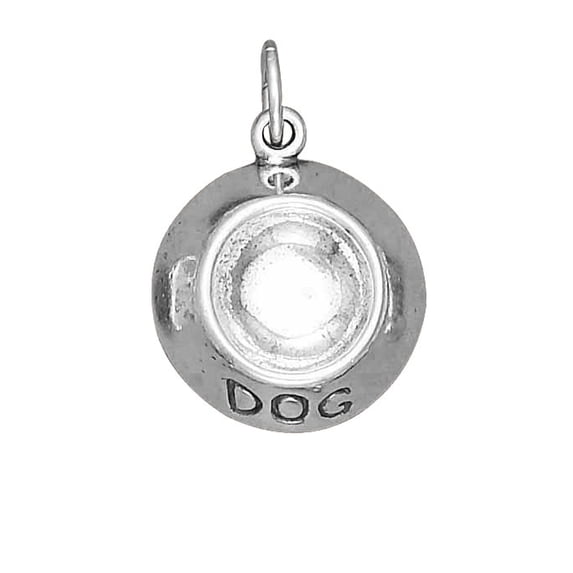 Sterling Silver 30" 1.2mm Box Chain 3D "DOG" BOWL Pendant Necklace