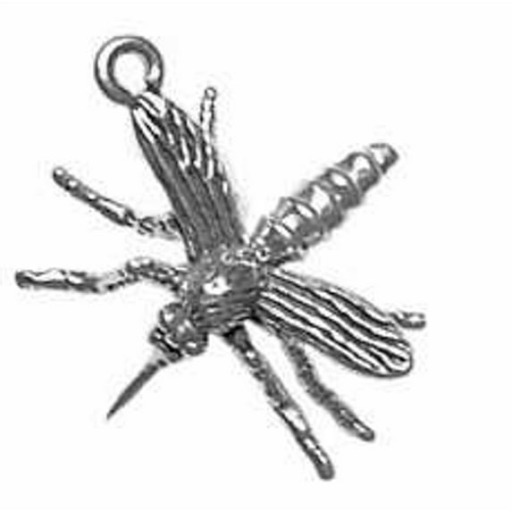 Sterling Silver 30" 1.2mm Box Chain 3D Full Detailed Mosquito Insect Pendant Necklace