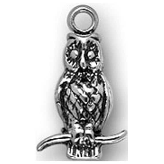 Sterling Silver 30" 1.2mm Box Chain 3D Owl Pendant Necklace