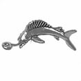 thumbnail image 1 of Sterling Silver 30" 1.2mm Box Chain 3D Swimming Marlin Swordfish Pendant Necklace, 1 of 2