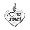 thumbnail image 1 of Sterling Silver 30" 1.2mm Box Chain I LOVE TO SWIM! Word Pendant Necklace, 1 of 2