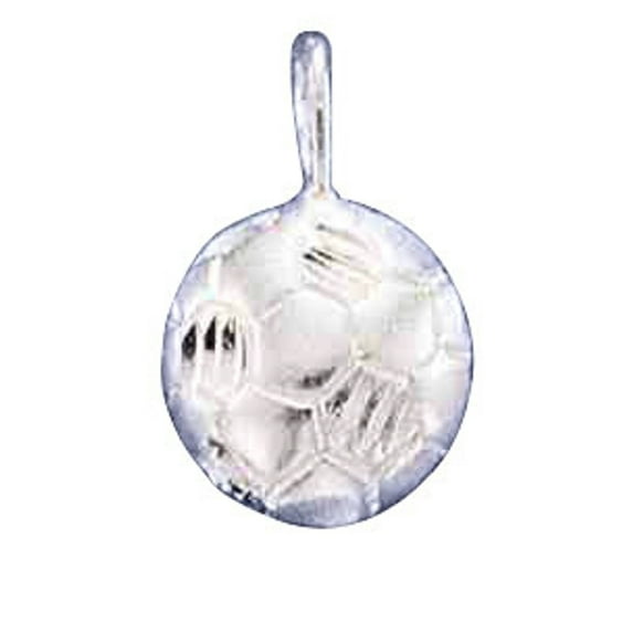 Sterling Silver 30" 1.2mm Box Chain Partially 3D Soccer Ball Pendant Necklace