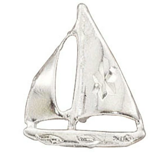 Sterling Silver 30" 1.2mm Box Chain Sailboat Pendant Necklace