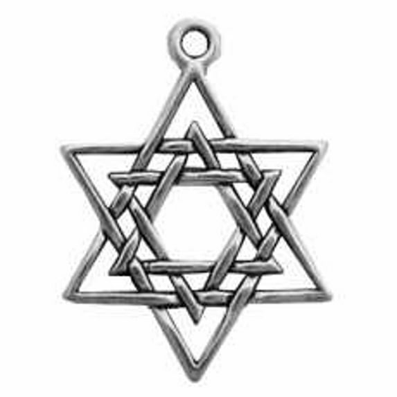 Sterling Silver 30" 1.2mm Box Chain Weaved Center Star Of David Jewish Pendant Necklace