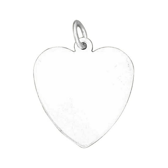 Sterling Silver 30" 1mm Box Chain 18mm Engraveable Flat Heart Pendant Necklace