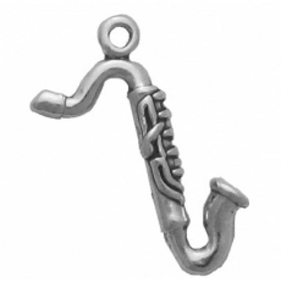 Sterling Silver 30" 1mm Box Chain 3D Bass Clarinet Musical Instrument Pendant Necklace
