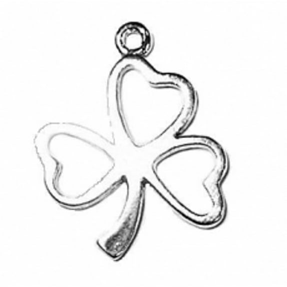 Sterling Silver 30" 1mm Box Chain 3D Cut Out Shamrock Clover Leaf Pendant Necklace