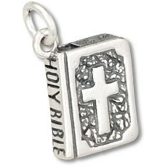 Sterling Silver 30" 1mm Box Chain 3D Holy Bible Pendant Necklace Cross On Front Cover