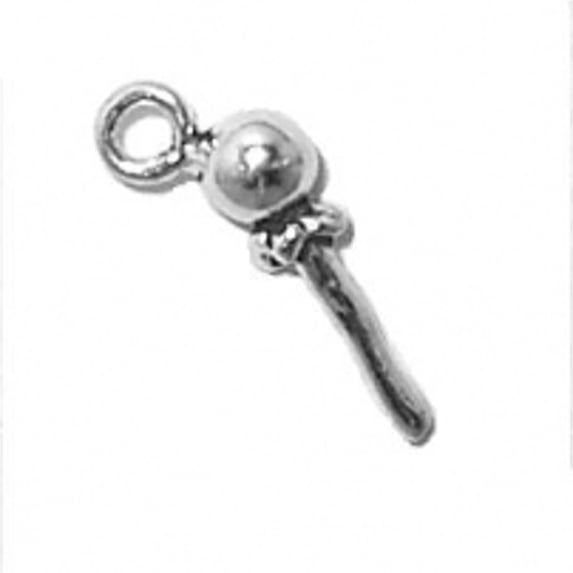 Sterling Silver 30" 1mm Box Chain 3D Lollipop Round Packaged Sucker Pendant Necklace