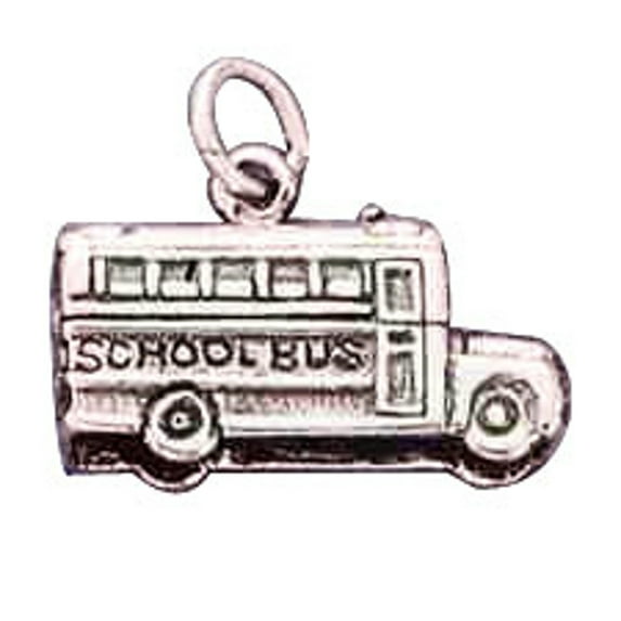 Sterling Silver 30" 1mm Box Chain 3D School Bus Pendant Necklace