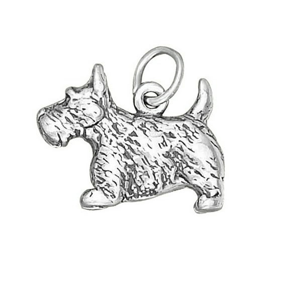 Sterling Silver 30" 1mm Box Chain 3D Scottish Terrier Dog Breed Pendant Necklace