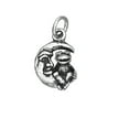 thumbnail image 1 of Sterling Silver 30" 1mm Box Chain 3D Small Frog Sitting On A Crescent Moon Face Pendant Necklace, 1 of 2