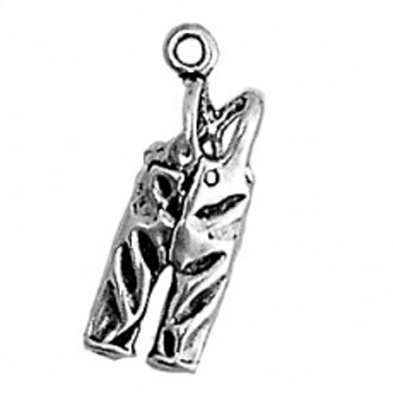 Sterling Silver 30" 1mm Box Chain 3D Snow Ski Pants Coveralls Suite Pendant Necklace