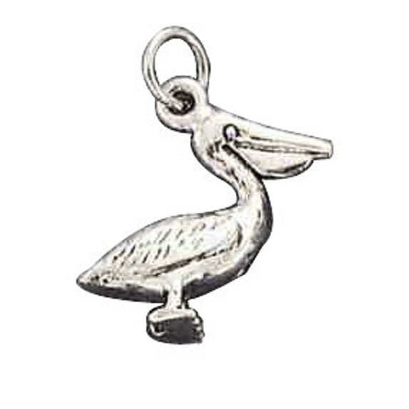 Sterling Silver 30" 1mm Box Chain 3D Standing Pelican Pendant Necklace