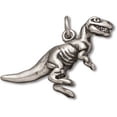 thumbnail image 1 of Sterling Silver 30" 1mm Box Chain 3D Tyrannosaurus Rex Dinosaur Pendant Necklace, 1 of 2