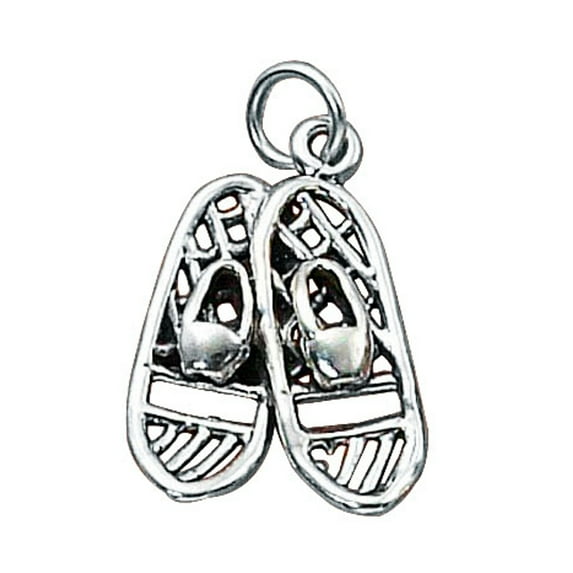 Sterling Silver 30" 1mm Box Chain 3D Winter Snowshoes Pendant Necklace