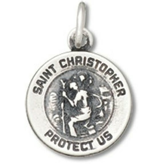 Sterling Silver 30" 1mm Box Chain Mini Saint Christopher Medallion Pendant Necklace