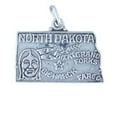 thumbnail image 1 of Sterling Silver 30" 1mm Box Chain NORTH DAKOTA State Pendant Necklace, 1 of 2
