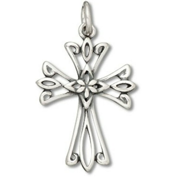 Sterling Silver 30" 1mm Box Chain Pointed Filgree Christian Cross Pendant Necklace
