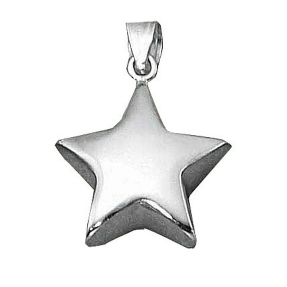 Sterling Silver 30" .8mm Box Chain 3D Flat Star Pendant Necklace