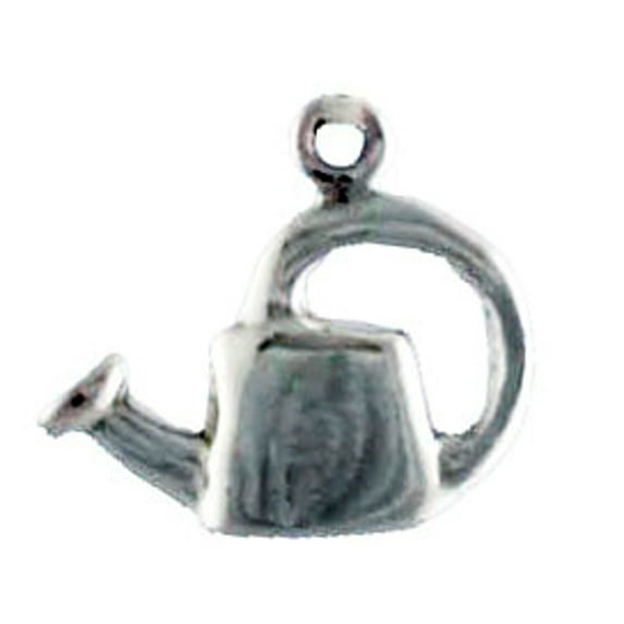 Sterling Silver 30" .8mm Box Chain 3D Flower Garden Watering Can Container Pendant Necklace