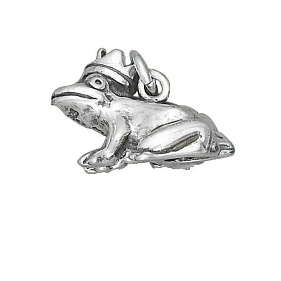 Sterling Silver 30" .8mm Box Chain 3D Frog Prince Pendant Necklace