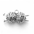 thumbnail image 1 of Sterling Silver 30" .8mm Box Chain 3D Knitting Needles Two Rolls Of Yarn Pendant Necklace, 1 of 2