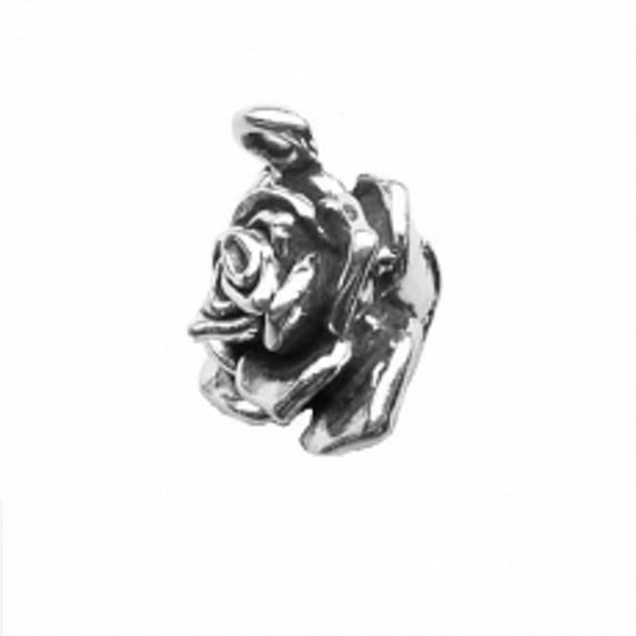 Sterling Silver 30" .8mm Box Chain 3D Open Petal Rose Flower Pendant Necklace