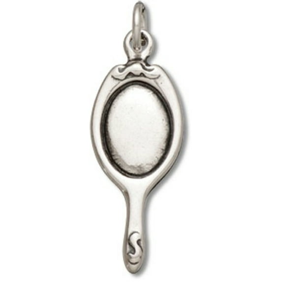 Sterling Silver 30" .8mm Box Chain 3D Victorian Hand Mirror Pendant Necklace