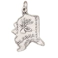 thumbnail image 1 of Sterling Silver 30" .8mm Box Chain ALASKA State Pendant Necklace, 1 of 2
