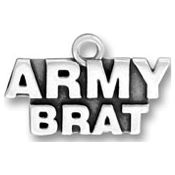 Sterling Silver 30" .8mm Box Chain ARMY BRAT Military Armed Forces Pendant Necklace