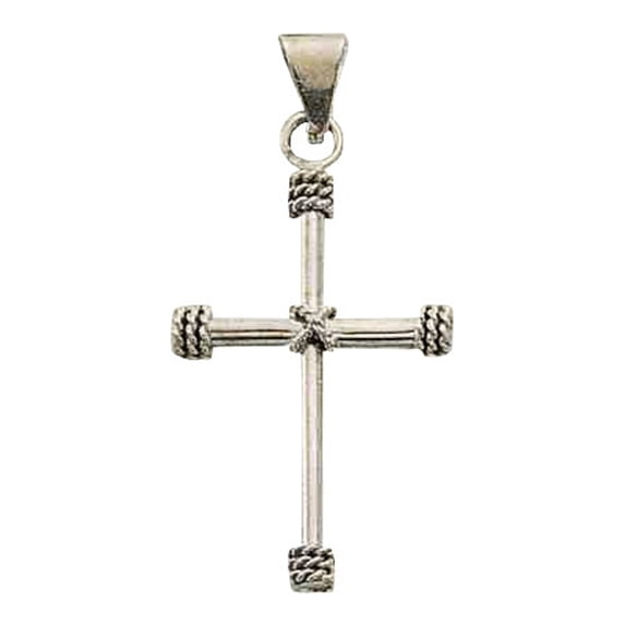 Sterling Silver 30" .8mm Box Chain Christian Cross Pendant Necklace