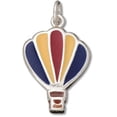 thumbnail image 1 of Sterling Silver 30" .8mm Box Chain Enameled Red Yellow And Blue Hot Air Balloon Pendant Necklace, 1 of 2