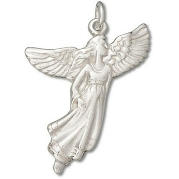Sterling Silver 30" .8mm Box Chain Flying Guardian Angel Pendant Necklace