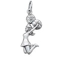 thumbnail image 1 of Sterling Silver 30" .8mm Box Chain Jumping Pom Poms Football Cheerleader Pendant Necklace, 1 of 2