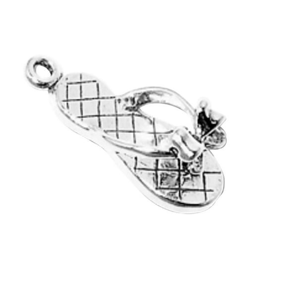 Sterling Silver 30" .8mm Box Chain Sandal Flip Flop Shoe Bow Pendant Necklace