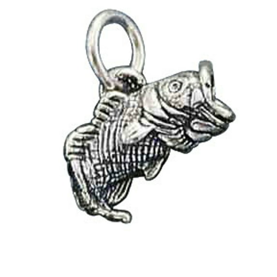 Sterling Silver 30" Unisex 1.5mm Box Chain 3D Big Mouth Bass Fish Pendant Necklace
