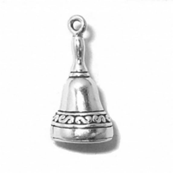 Sterling Silver 30" Unisex 1.5mm Box Chain 3D Dinner Or School Bell Pendant Necklace