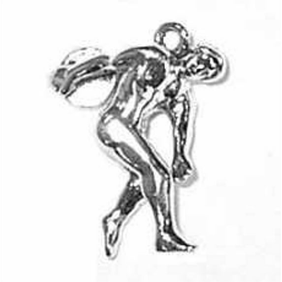 Sterling Silver 30" Unisex 1.5mm Box Chain 3D Man Throwing Discus Pendant Necklace