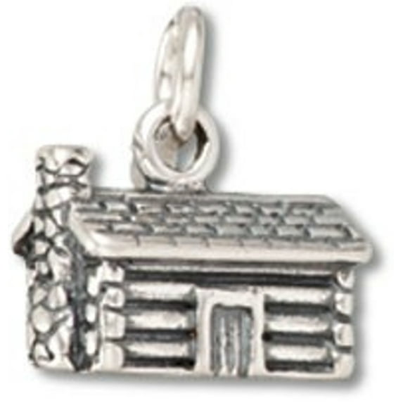 Sterling Silver 30" Unisex 1.5mm Box Chain 3D Small Rustic Log Cabin Chimney Pendant Necklace