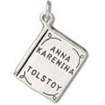 thumbnail image 1 of Sterling Silver 30" Unisex 1.5mm Box Chain 3D Two Sided Anna Karenina By Tolstoy Book Pendant Necklace, 1 of 2