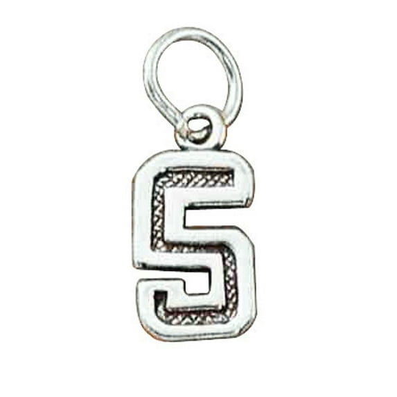 Sterling Silver 30" Unisex 1.5mm Box Chain Jersey Number Five 5 Pendant Necklace
