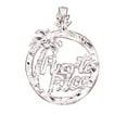 thumbnail image 1 of Sterling Silver 30" Unisex 1.5mm Box Chain PUERTO RICO Word Round Pendant Necklace, 1 of 2