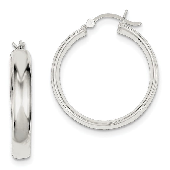 Sterling Silver 30mm Hoop Earrings - 3.5 Grams - Measures 30x30mm Wide 5mm Thick