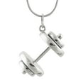 thumbnail image 1 of Sterling Silver 3D Dumbbell Pendant Necklace, 18" Chain, 1 of 2