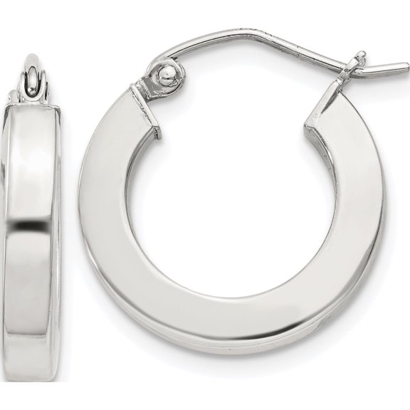 Sterling Silver 3X17mm Square Tube Hoop Earrings (Width 17) (Length 19) - Jbsp